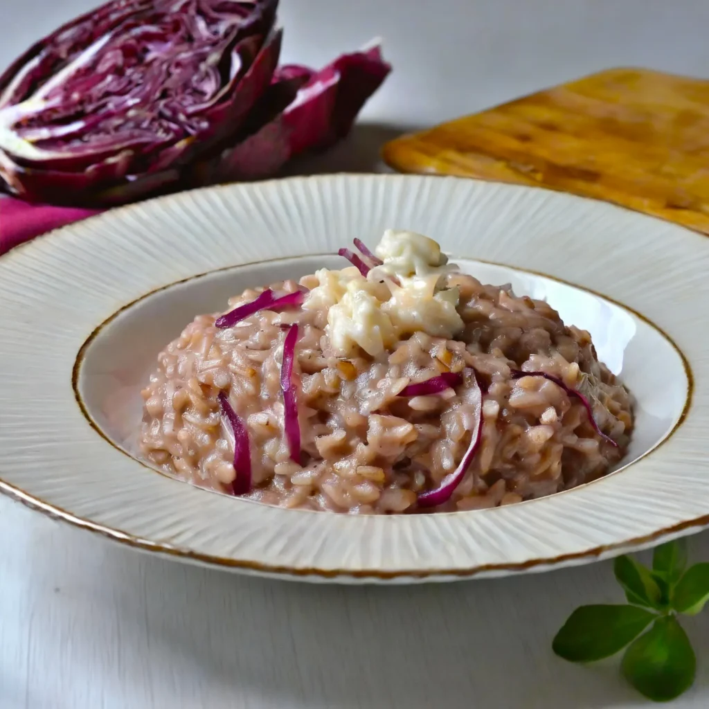 plat de risotto au radicchio et au brie